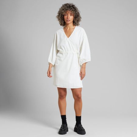 Robe portefeuille en coton bio | blanc "wrap dress ugglan off-white"
