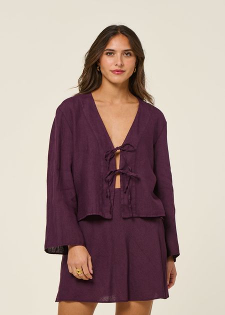 Blouse en lin | bordeaux "skagen - cherry lacquer"