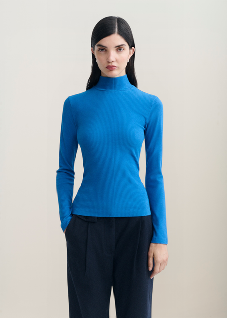 T-shirt manches longues en coton bio | bleu "Delft blue aine top - blue", Thinking Mu