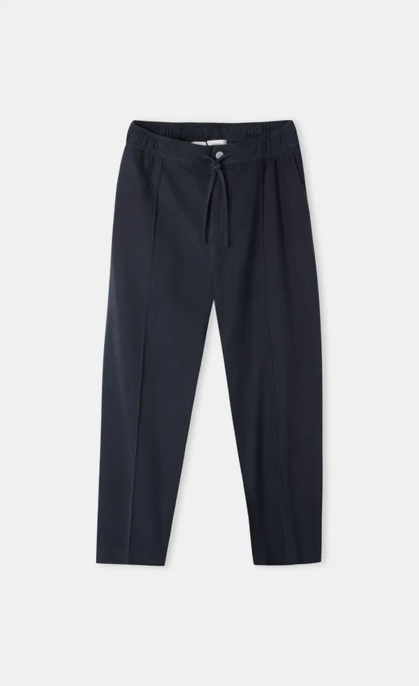 Pantalon large flanelle en coton bio | bleu "Magnus eco flannel cold navy", About Companions
