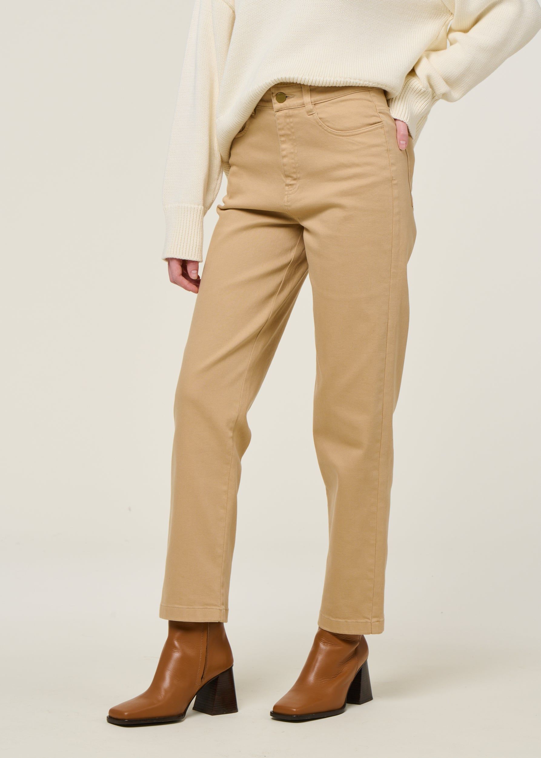 Hose mit geradem Schnitt aus Bio-Baumwolle | Beige "ibia", SKFK, Foto 5