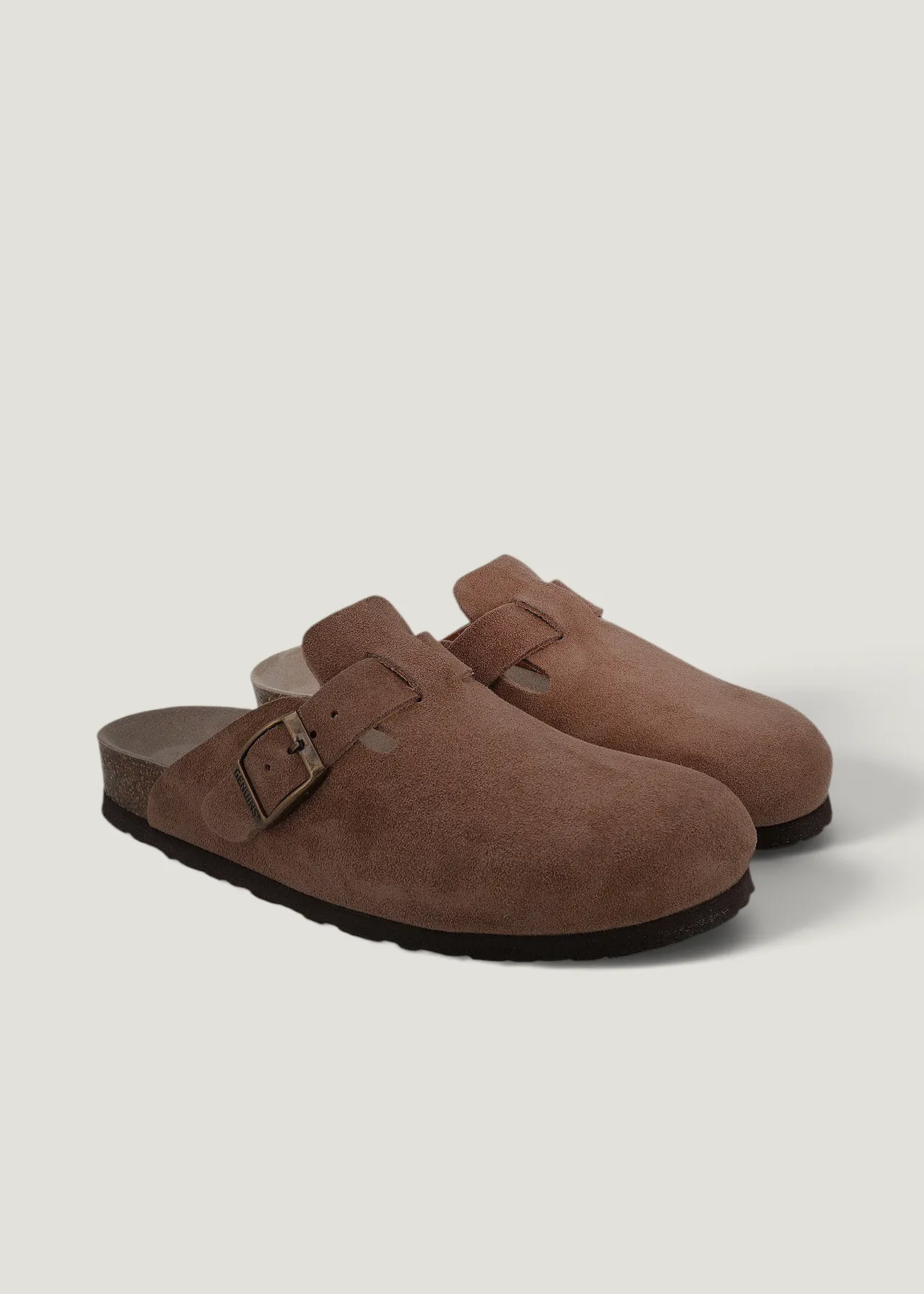 Sabots en cuir certifié | marron "riva velour terra", Genuins, photo 3