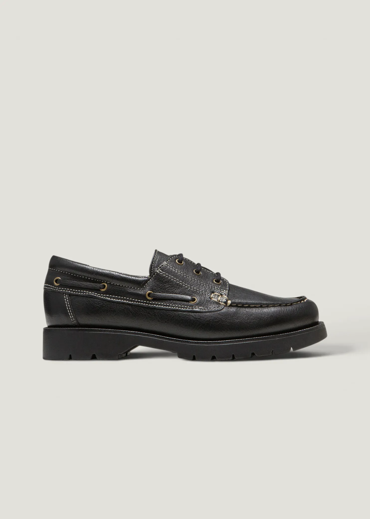 Chaussures bateau en cuir certifié | noir "embruns oak noir", Kleman, photo 1
