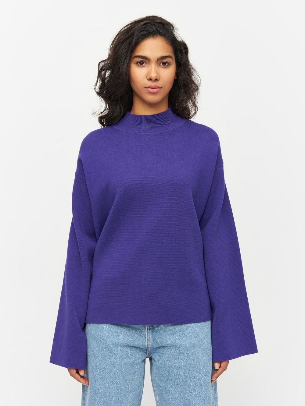 Pull en maille de coton bio | violet "cotton high neck knit deep purple ...
