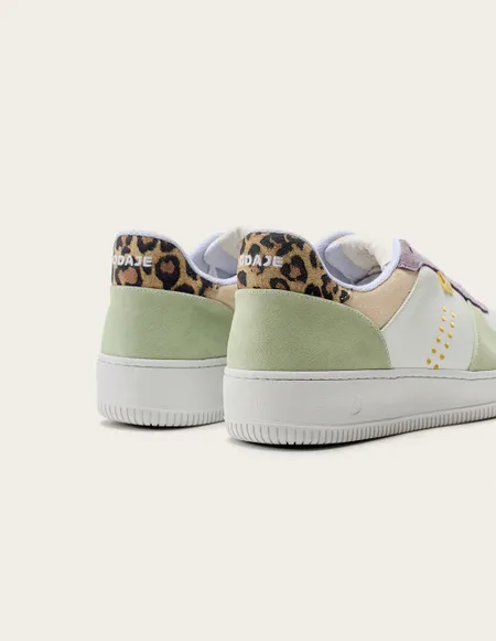 Baskets basse en cuir certifié lwg | multicolore "baskets basses maxence - vert-lilas-beige", Odaje ex M.Moustache, photo 3
