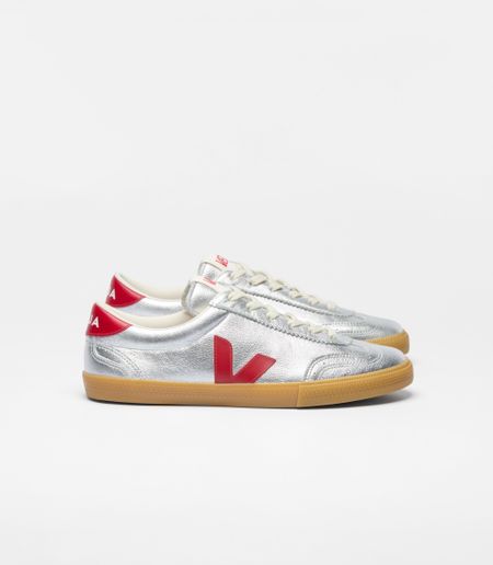 Baskets en cuir | orange et argenté "volley - silver_pepper" - Veja