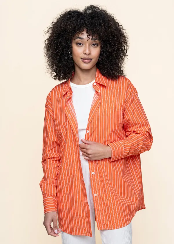 Chemise en coton biologique | rayé rouge "mamro - cherry red/white striped", Jan'n June