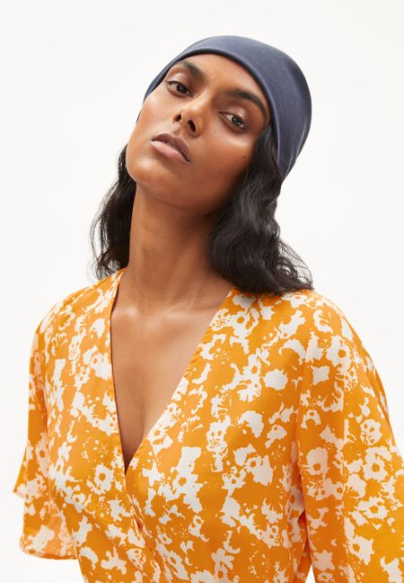 Robe portefeuille orange à motifs en tencel - nataale mangorange - Armedangels