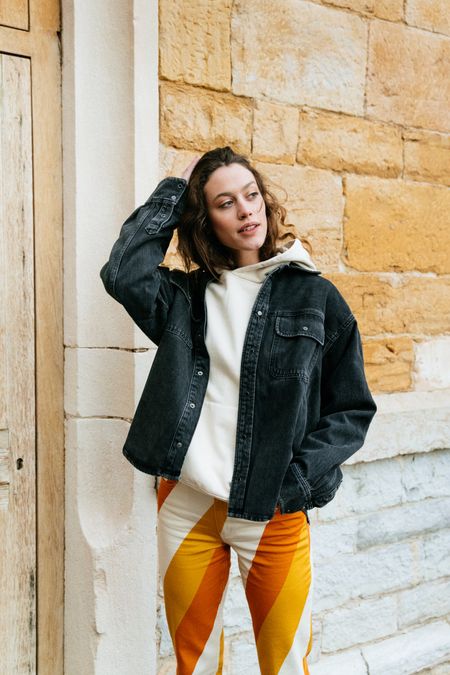 Veste en jean noire en coton bio - ellen overshirt black blizzard