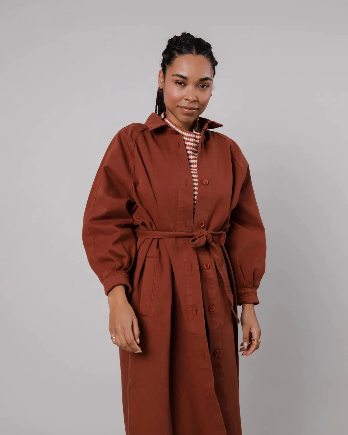 Trench twill en coton bio | marron "twill jacket sequoia", Brava Fabrics, photo 4