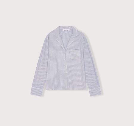 Haut pyjama en coton bio et tencel | rayé bleu "core sleep shirt - blue stripe"