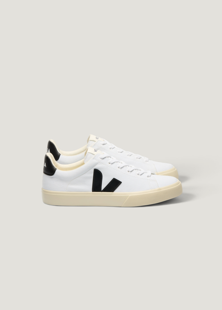 Baskets en coton biologique | blanc et noir "campo ca white black"