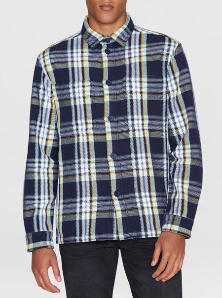 Kariertes Overshirt aus Bio-Baumwolle | Blau "checked overshirt blue check", Knowledge Cotton Apparel, Foto 1