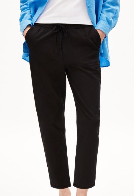 Pantalon noir en lin et coton bio - danyaa lino black