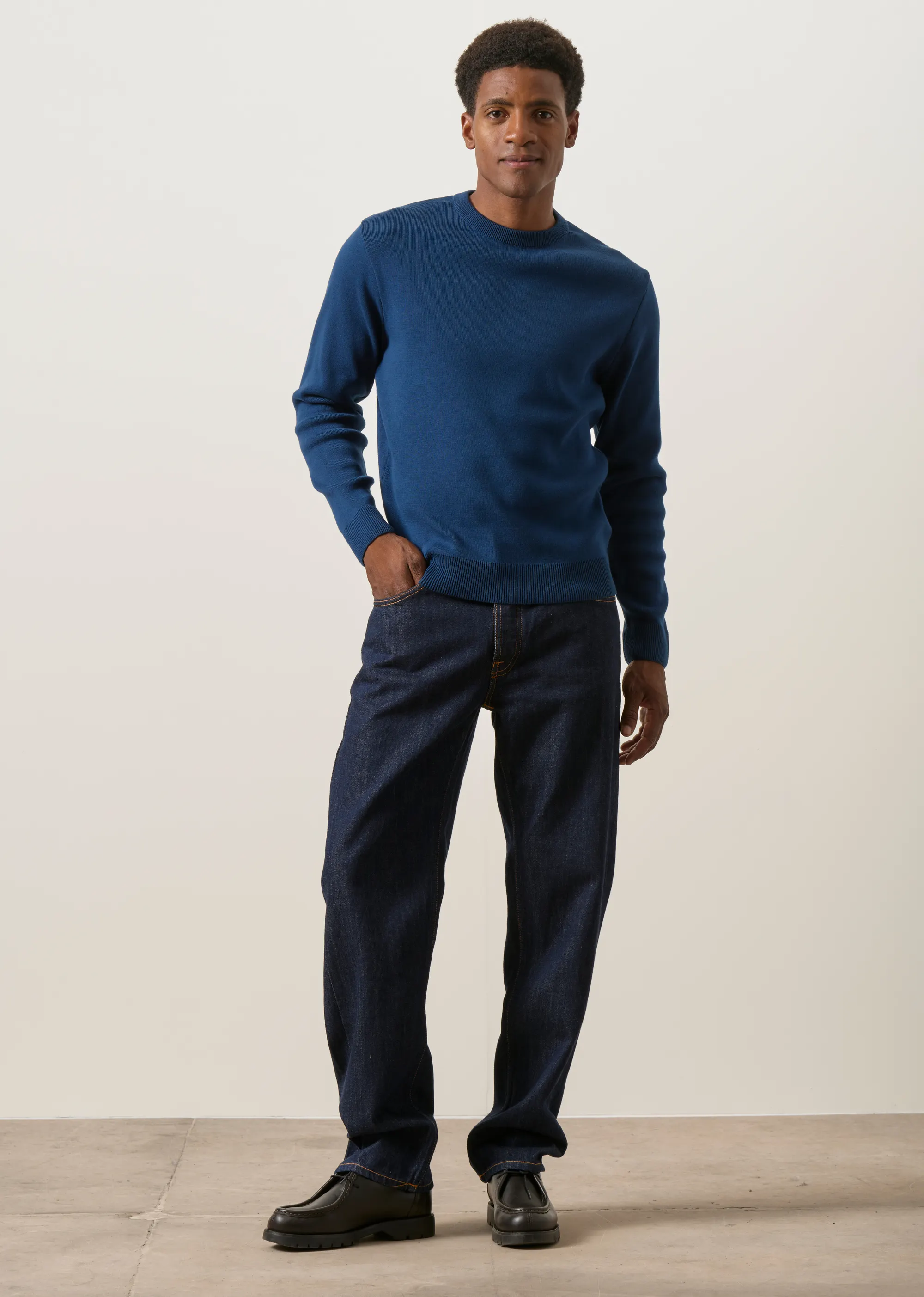 Pull interlock en coton bio |  marine, WeDressFair, photo 3
