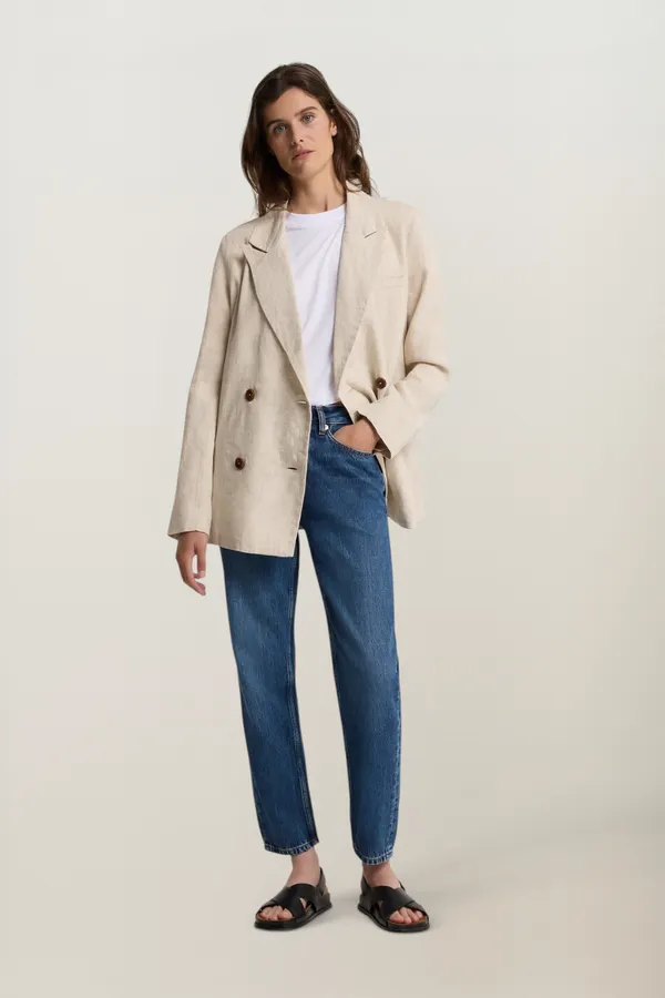 Jean mom en coton biologique et en tencel | bleu "Caroline lewisboro mid used", Kings of Indigo