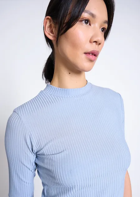 T-shirt côtelé en tencel | bleu clair "nina - mid - blue", Jan'n June, photo 2