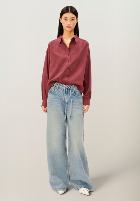 Chemise ample en coton bio | bordeaux "Efinaraa flanell blouse - velvet ember", Armedangels, photo 3