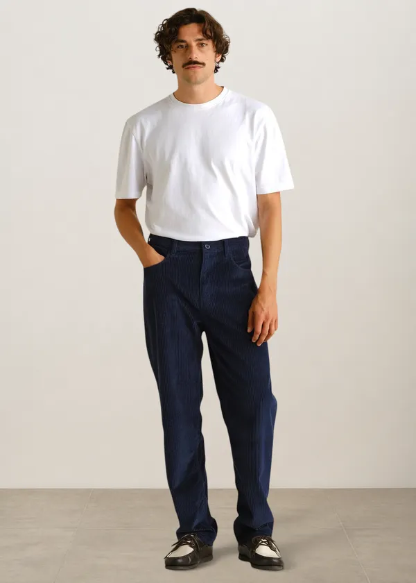 Pantalon droit velours en coton bio | bleu "Pants hamburg corduroy navy - black iris", Dedicated