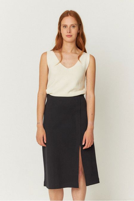 Jupe mi-longue en coton biologique | noir "baiza-gots skirt - black"