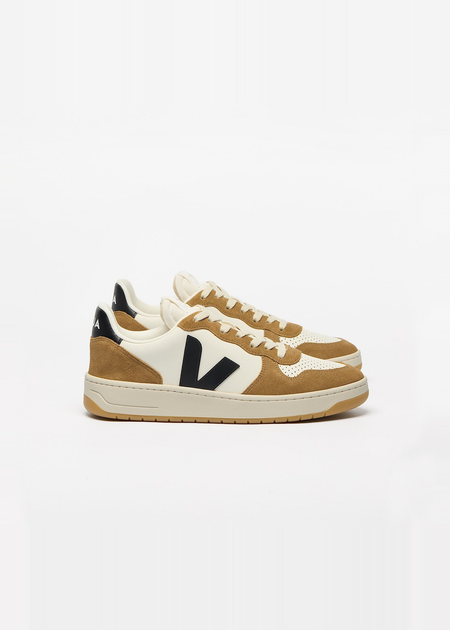 Baskets en cuir certifié | bicolore "v-10 prime - pure_black_tent"