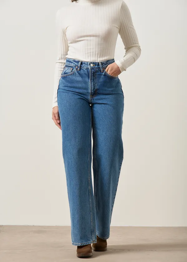 Jean droit large en coton bio | bleu "clean eileen casual blue", Nudie Jeans