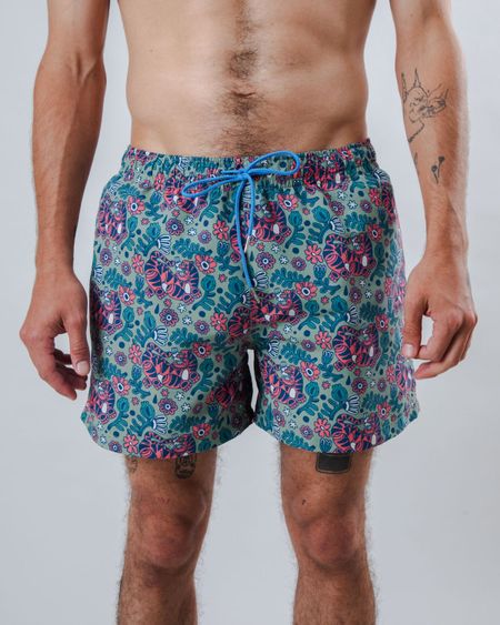 Maillot de bain en polyester recyclé | vert "asis percales tigris swimwear light green - light green" - Brava Fabrics