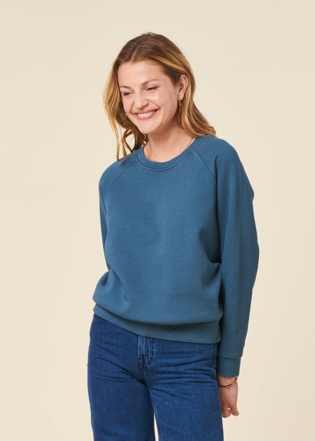 Sweat en coton bio | bleu pétrole