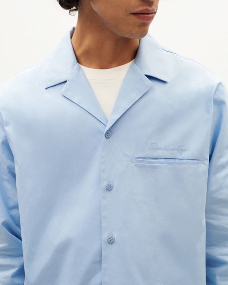 Chemise en coton bio | bleu "sky nascar shirt blue" - Thinking Mu