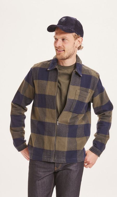 Veste en flanelle à carreaux en coton bio - pine forrest night