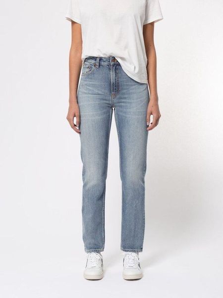 Jean mom bleu clair délavé en coton bio - breezy britt springtime