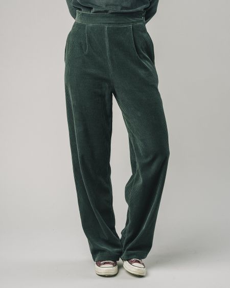 Pantalon ample vert forêt en velours de coton bio - forest green