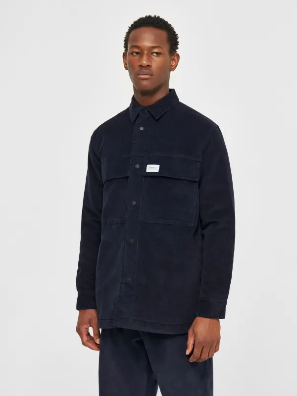 Blouson velours en coton bio et matière recyclée | marine "corduroy overshirt night sky", Knowledge Cotton Apparel