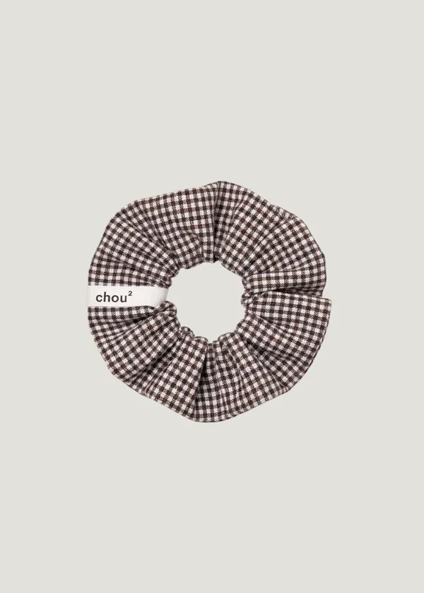 Chouchou upcyclé | multicolore "chouchou pied de poule marron - grand", Chou²