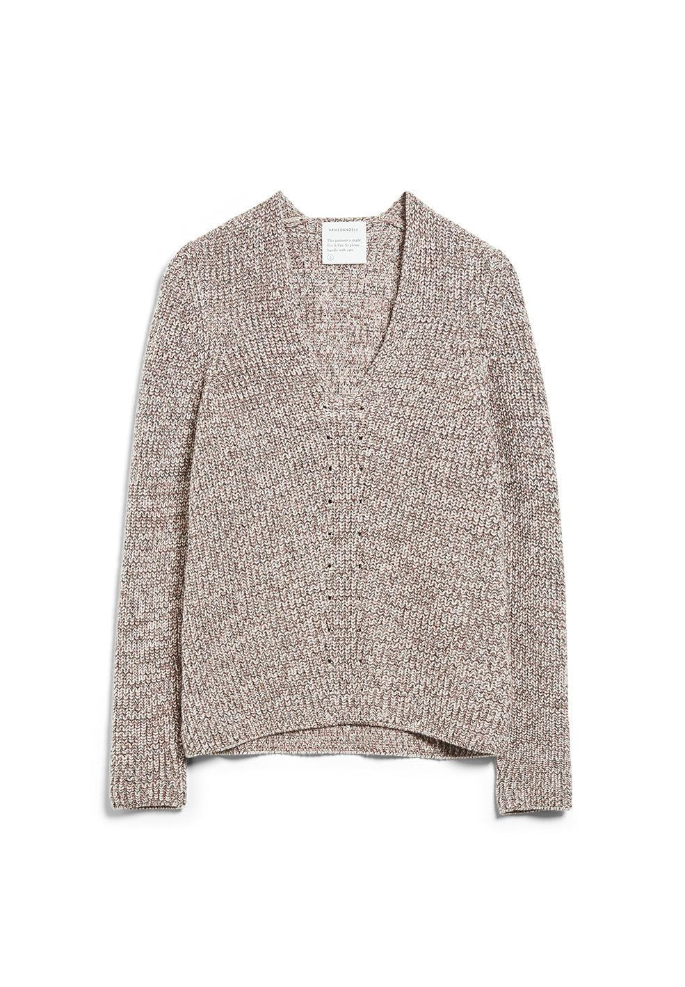 Pull en surpiqué caramel en coton bio et laine - josaa mouline, Armedangels, photo 7