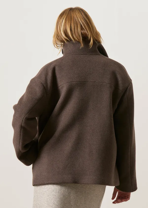 Manteau court en laine recyclée | marron "Majelaa wool jacket - claystone-melange", Armedangels