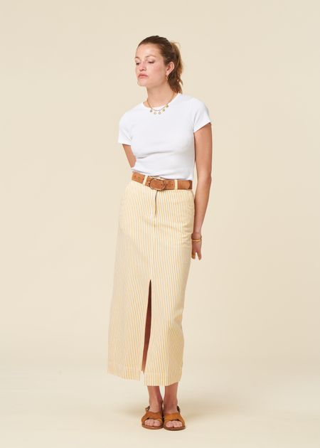 Jupe en coton biologique | jaune "skirt finsta work stripe yellow - yellow"