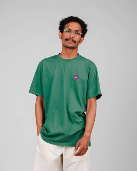 T-shirt turquoise imprimé en coton bio - heart t-shirt morera green