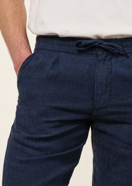 Pantalon en lin bio | marine "loose linen pant total eclipse" - Knowledge Cotton Apparel