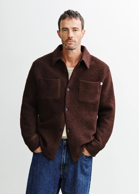 Surchemise en laine et coton bio | marron "Relaxed overshirt - rosewood brown", Rotholz