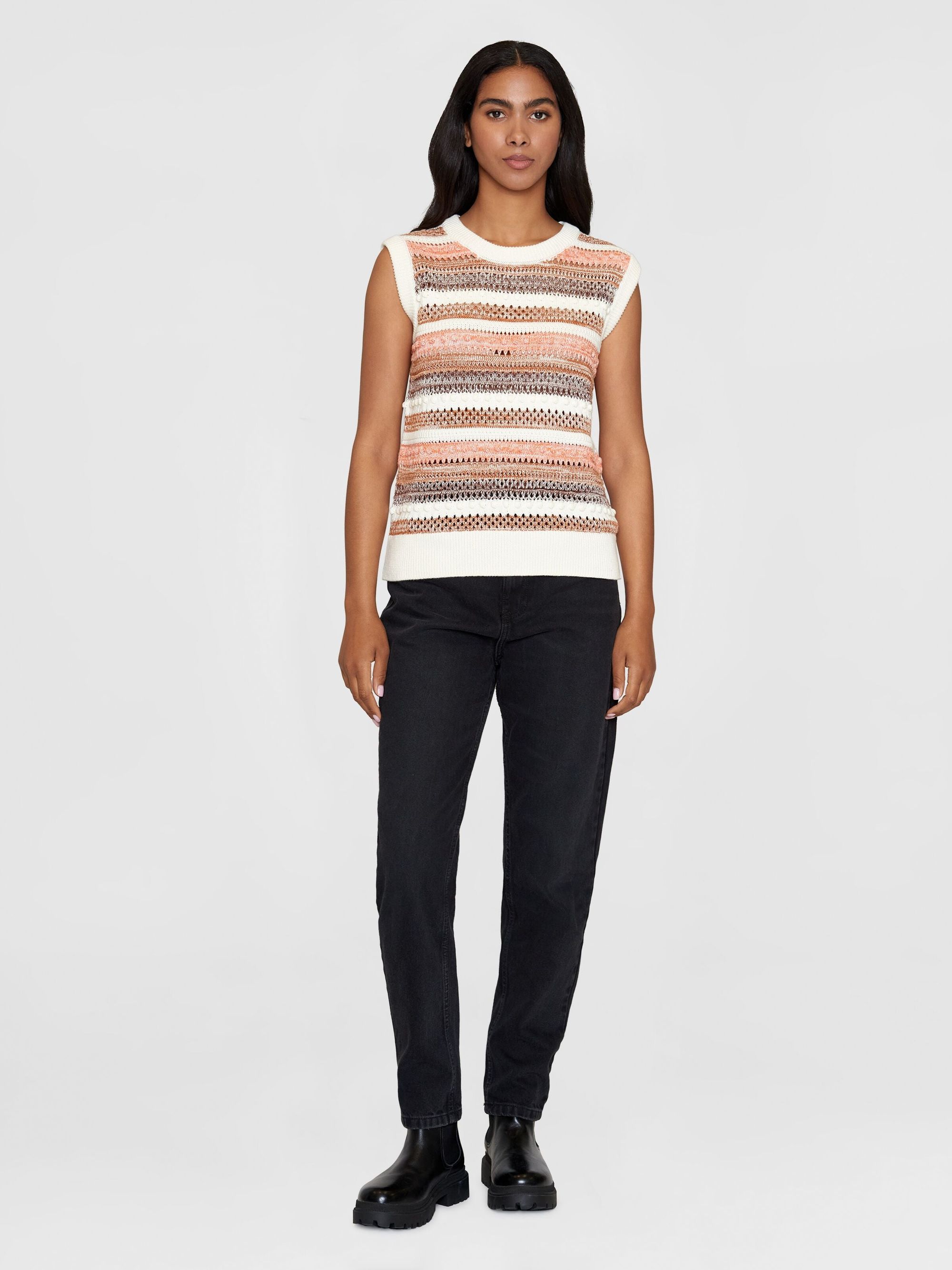 Pull sans manches en coton bio | rayé multicolore "crew neck vest multi color stripe", Knowledge Cotton Apparel, photo 5