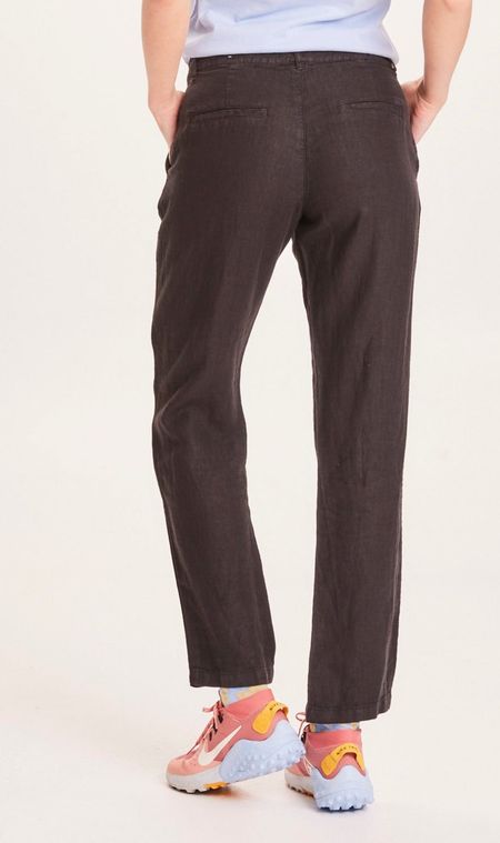 Pantalon ample noir en lin biologique - senna loose pants black jet, Knowledge Cotton Apparel, photo 2