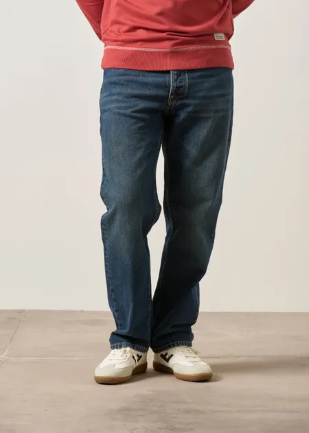 Jean droit large en coton bio | bleu "Rad rufus blue soil", Nudie Jeans