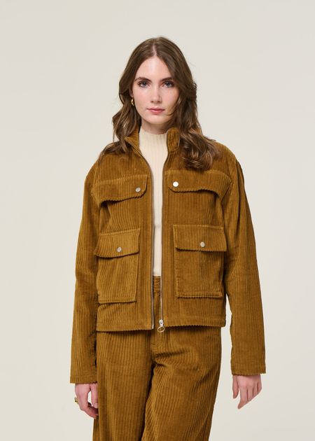 Cordjacke aus Bio-Baumwolle | Camel "light oak corduroy celia jacket - brown", Thinking Mu, Foto 1