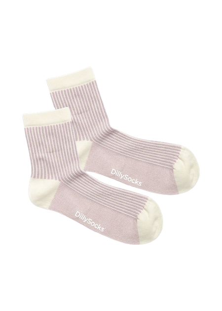 Chaussettes en coton bio | rayé lavande à paillettes "classic lavender stripes" - Dilly socks