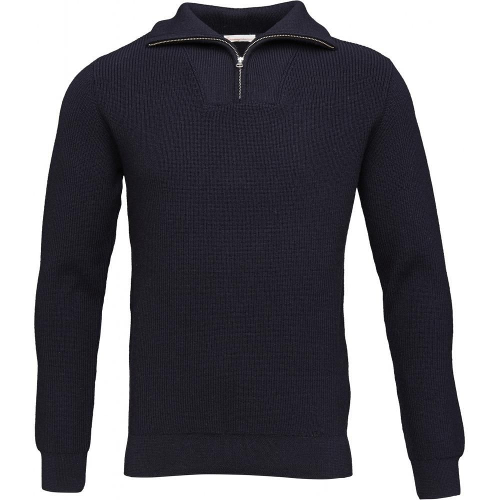 Pull col zippé marine en coton et laine bio - valley, Knowledge Cotton Apparel, photo 5