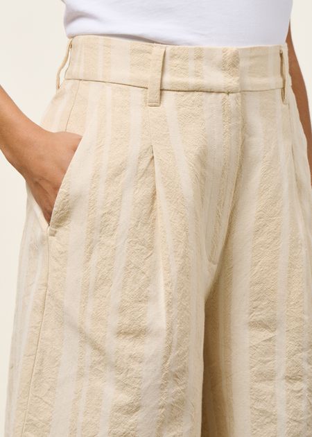 Short large en coton bio | rayé "raw dappled stripes lia shorts" - Thinking Mu