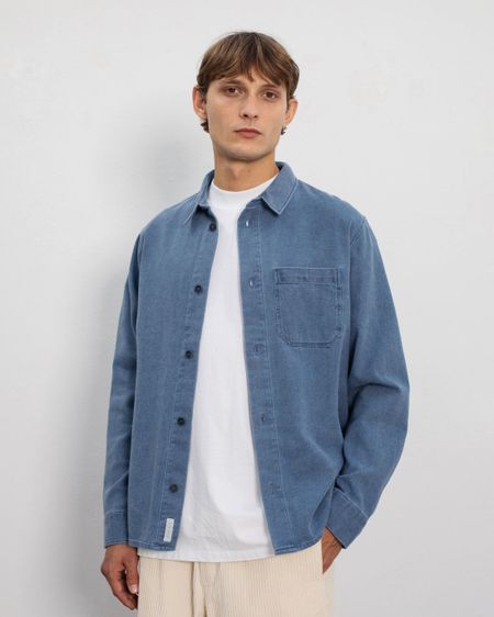 Chemise denim en coton bio | bleu | "Leisure shirt recycled cotton - washed denim" - Rotholz