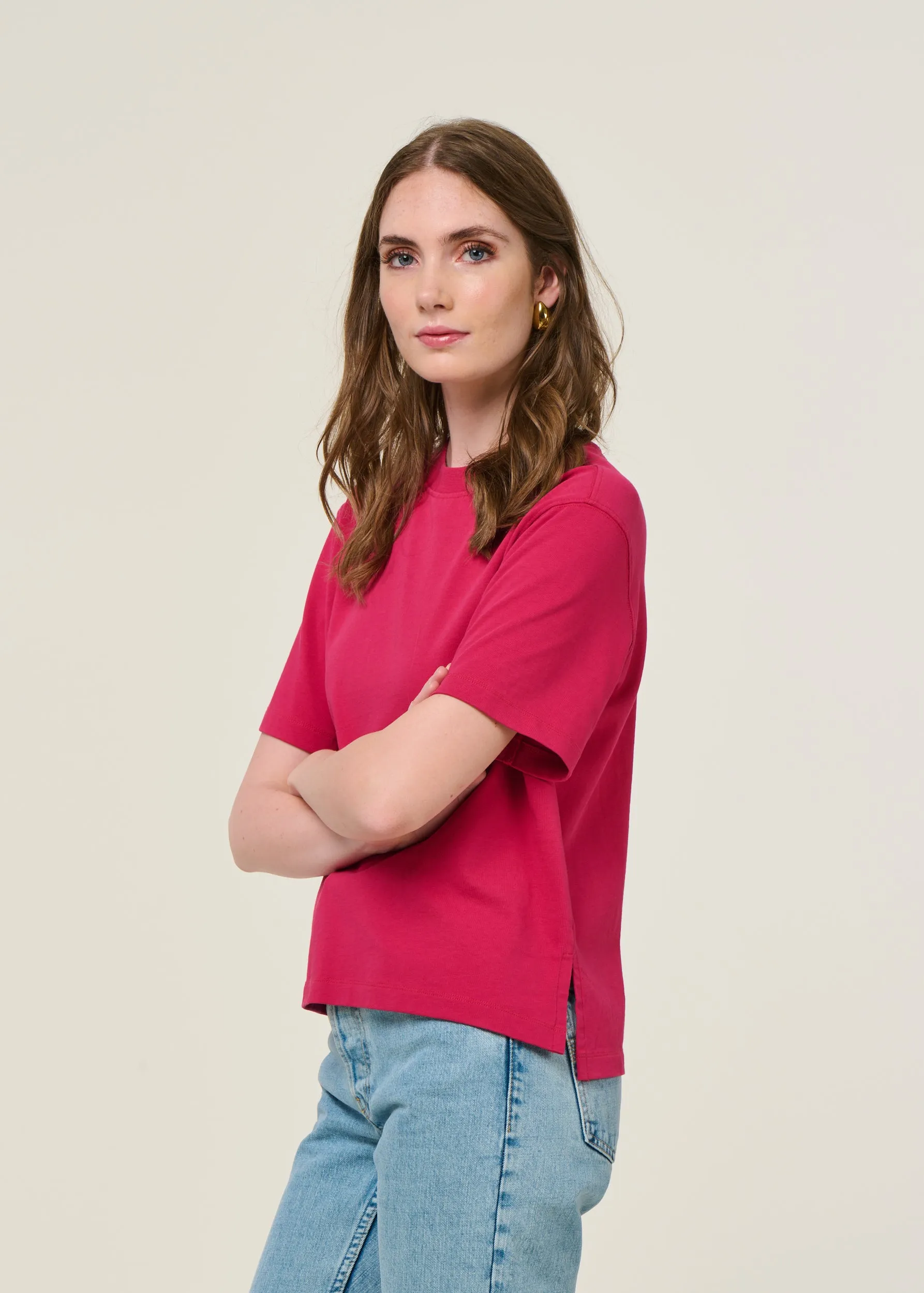 T-shirt boxy en coton bio | fuchsia, WeDressFair, photo 4