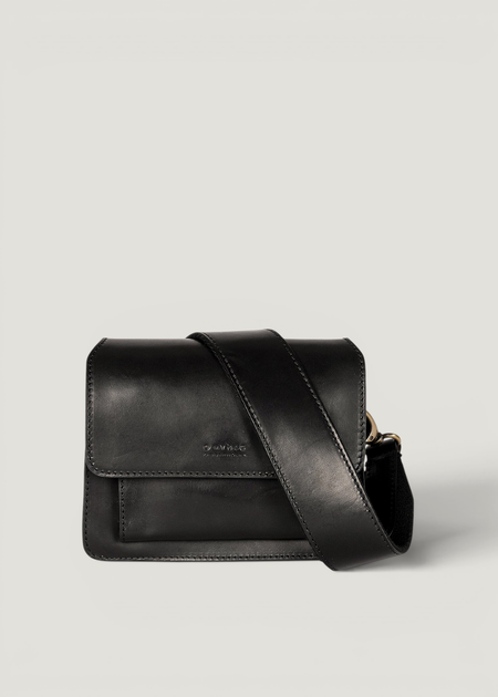 Sac à main bandoulière en cuir certifié | noir "harper mini black classic leather" - O My Bag